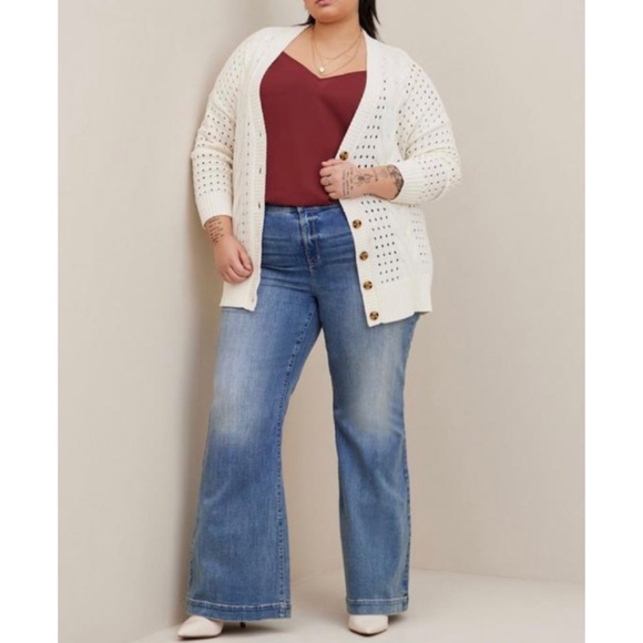 🆕 Cable Boyfriend Cardigan Sweater Ivory 1 1X 14 16 NWT Torrid New! - Picture 2 of 6